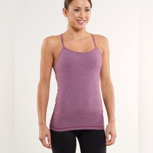 SOLD: Women’s Lululemon Athletica Power Y Tank Top Heathered Plum Purple Shelf 6